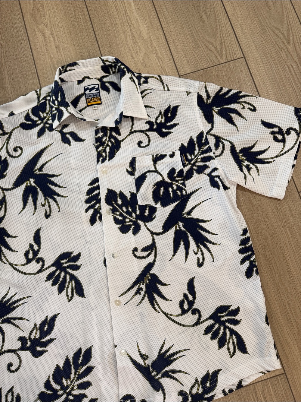 VTG Billabong Spec 73 Hawaii Palm Leafs Floral Short Sleve Shirt SZ XL Mesh